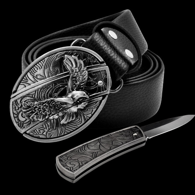 Men's Leather Defensive Fashion Punk Belt Knife