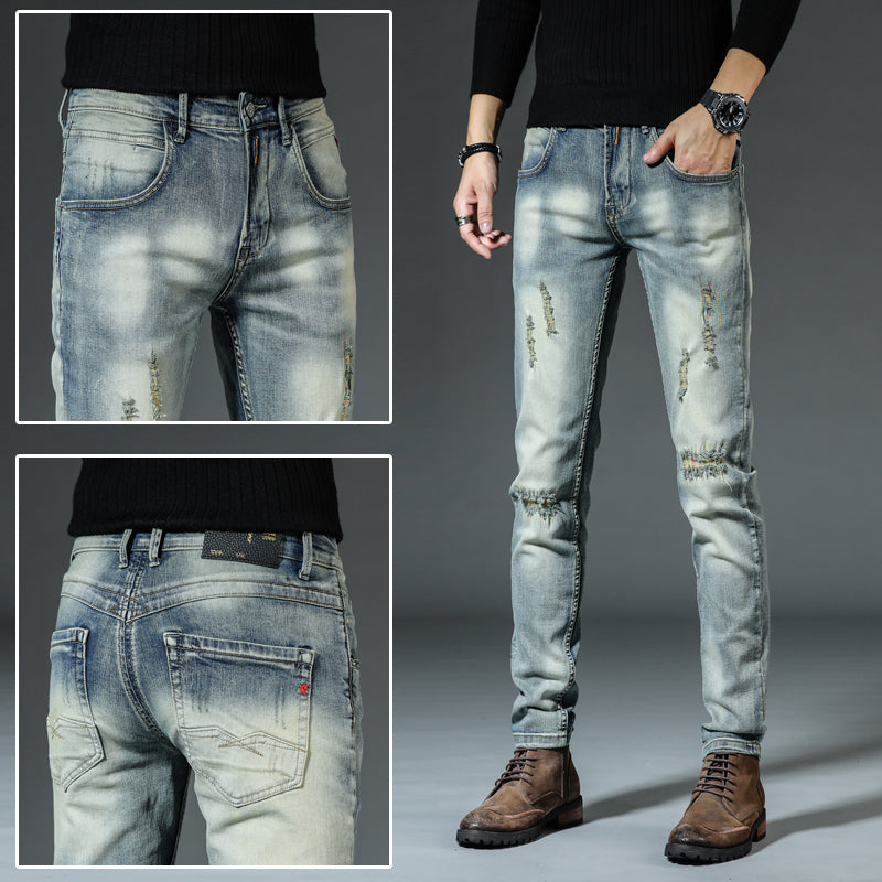 Casual Retro Jeans Men's Slim Straight Tube Autumn And Winter