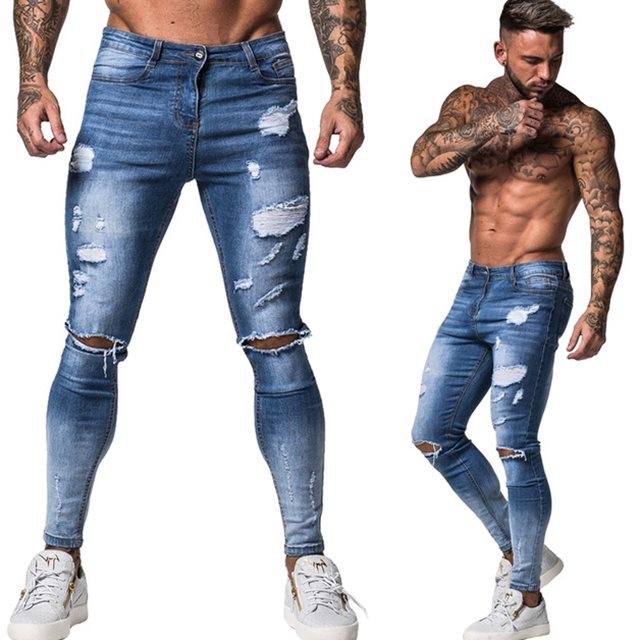 Patchwork Pants Jeans Men's Fit