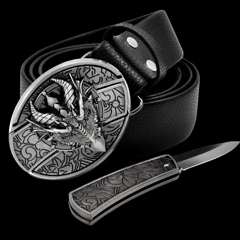 Men's Leather Defensive Fashion Punk Belt Knife